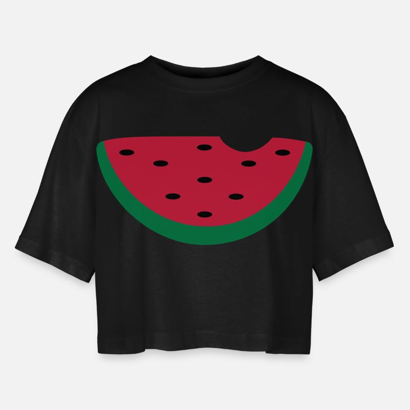 melon - Women’s Oversized Cropped T-Shirt - black