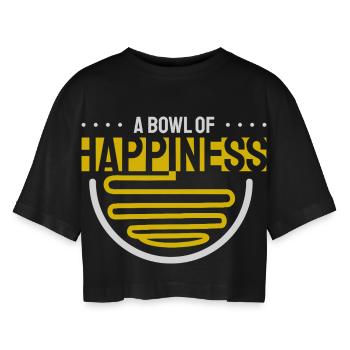 Un bol de ramen du bonheur - T-shirt court oversize Femme - noir - Devant - AI Model Female 172 light (172cm)