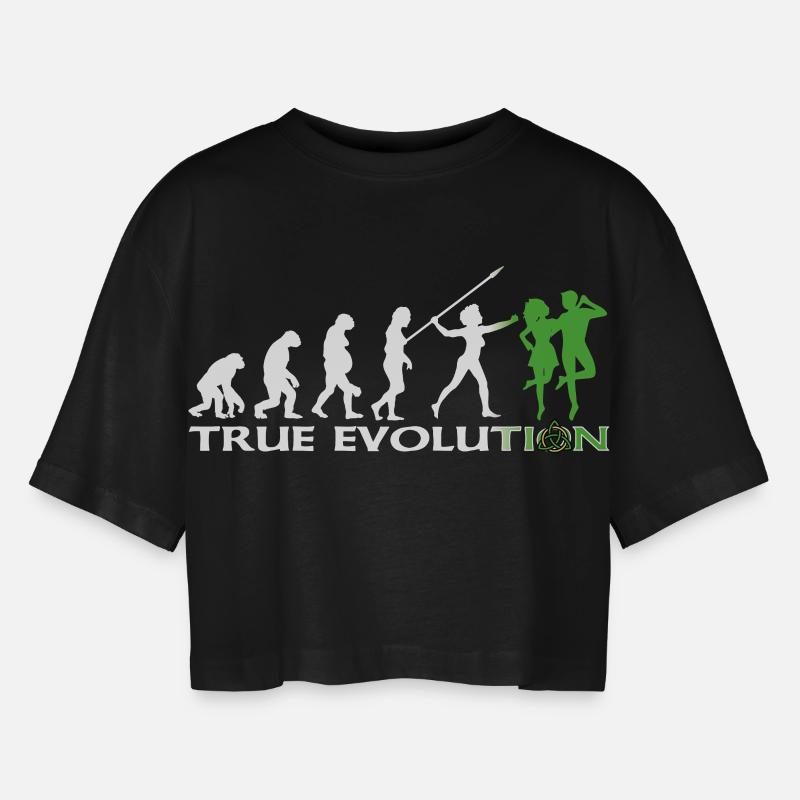 Evolution towards traditional Irish dance - Women’s Oversized Cropped T-Shirt - black