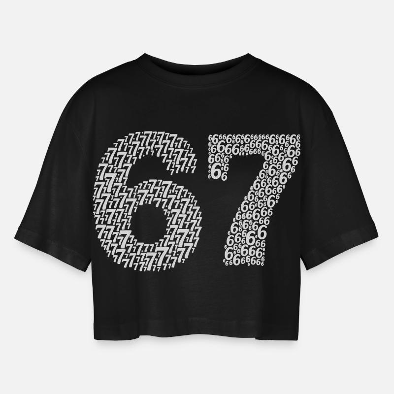 Sixty Seven meme - Women’s Oversized Cropped T-Shirt - black