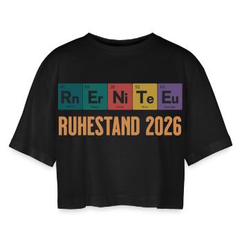 Rente 2026 Periodensystem Design - Frauen Oversized Cropped T-Shirt - Schwarz - Vorne - AI Model Female 172 light (172cm)