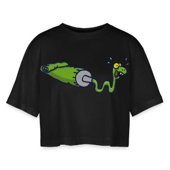 Serpent artiste peintre - T-shirt court oversize Femme - noir - Devant - AI Model Female 172 light (172cm)