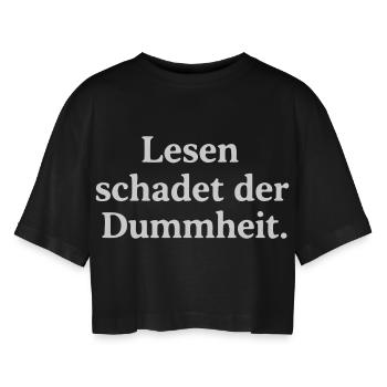 Lesen schadet der Dummheit - Frauen Oversized Cropped T-Shirt - Schwarz - Vorne - AI Model Female 172 light (172cm)