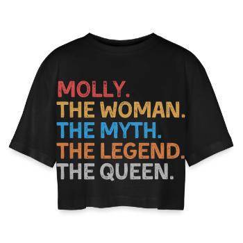 Molly Die Frau Der Mythos Die Legende Die Königin - Frauen Oversized Cropped T-Shirt - Schwarz - Vorne - AI Model Female 172 light (172cm)