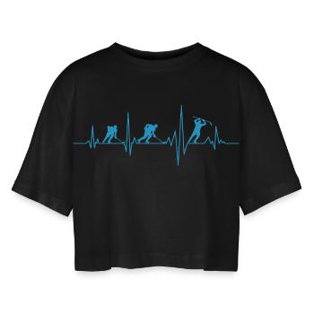Hockey eishockey herzschlag eishockeyspieler - T-shirt court oversize Femme - noir - Devant - AI Model Female 172 light (172cm)