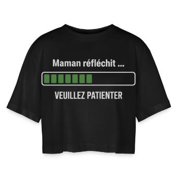 Maman réfléchit veuillez patienter humour maman - T-shirt court oversize Femme - noir - Devant - AI Model Female 172 light (172cm)