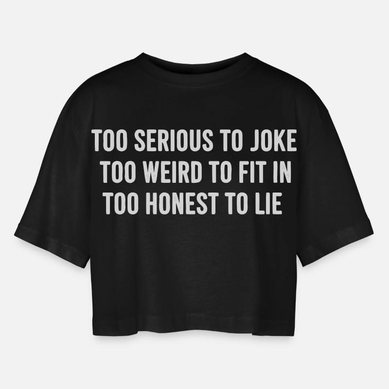 Statement Saying Introvert Humor - Women’s Oversized Cropped T-Shirt - black