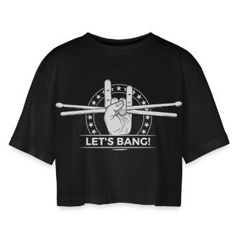 Emblème du tambour Let’s Bang - T-shirt court oversize Femme - noir - Devant - AI Model Female 172 light (172cm)
