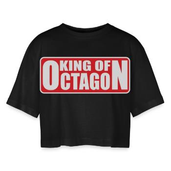 King_of_Octagon_MMA_Mixed Arts martiaux - T-shirt court oversize Femme - noir - Devant - AI Model Female 172 light (172cm)
