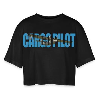 Cargo pilot PBY Catalina - Frauen Oversized Cropped T-Shirt - Schwarz - Vorne - AI Model Female 172 light (172cm)