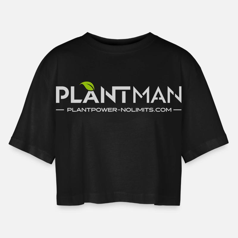 Plan Man | Plant Power - No Limits - Women’s Oversized Cropped T-Shirt - black