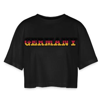 germany - Women’s Oversized Cropped T-Shirt - black - Front - AI Model Female 172 light (172cm)
