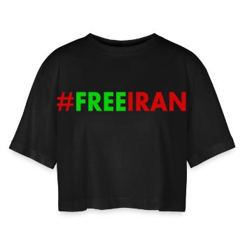 Free iran - Frauen Oversized Cropped T-Shirt - Schwarz - Vorne - AI Model Female 172 light (172cm)