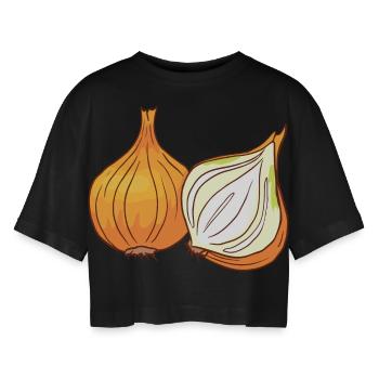 Oignons jaunes Oignons - T-shirt court oversize Femme - noir - Devant - AI Model Female 172 light (172cm)
