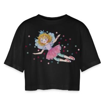Prinzessin Lillifee Design Lillifee Fliegend - Frauen Oversized Cropped T-Shirt - Schwarz - Vorne - AI Model Female 172 light (172cm)