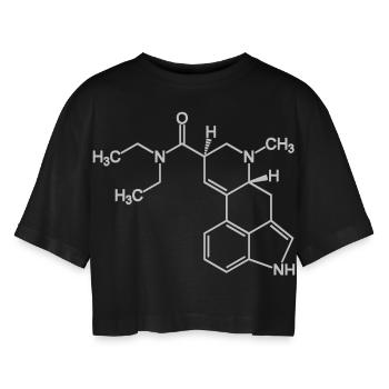 acid-lsd25 molecule - Women’s Oversized Cropped T-Shirt - black - Front - AI Model Female 172 light (172cm)
