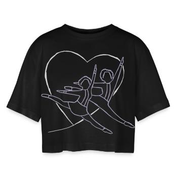 Tanzpaar-Liebe - Frauen Oversized Cropped T-Shirt - Schwarz - Vorne - AI Model Female 172 light (172cm)