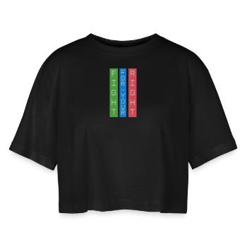 fight for your right - Women’s Oversized Cropped T-Shirt - black - Front - AI Model Female 172 light (172cm)