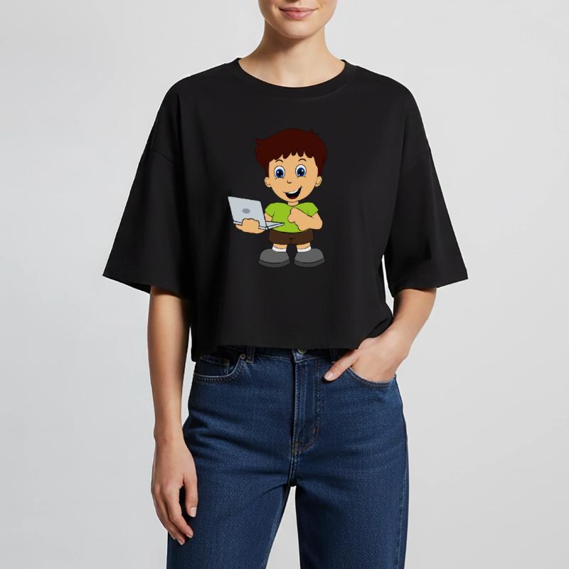 Computer Nerd Internet Women’s Oversized Cropped T-Shirt