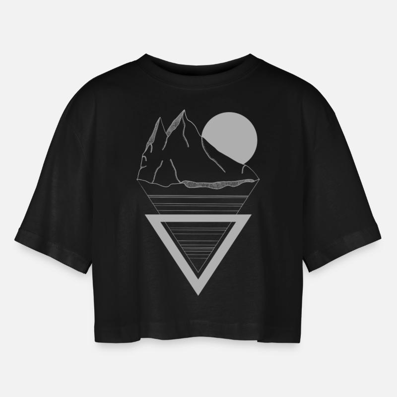 Sonne - Frauen Oversized Cropped T-Shirt - Schwarz