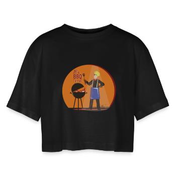 son temps de barbecue - T-shirt court oversize Femme - noir - Devant - AI Model Female 172 light (172cm)
