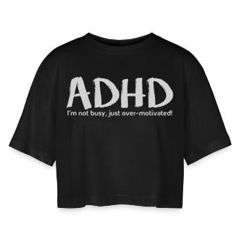 ADHS - Frauen Oversized Cropped T-Shirt - Schwarz - Vorne - AI Model Female 172 light (172cm)