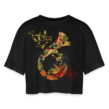 french horn e 41 - Women’s Oversized Cropped T-Shirt - black - Front - AI Model Female 172 light (172cm)