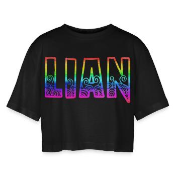 lian rs arc-en-ciel - T-shirt court oversize Femme - noir - Devant - AI Model Female 172 light (172cm)