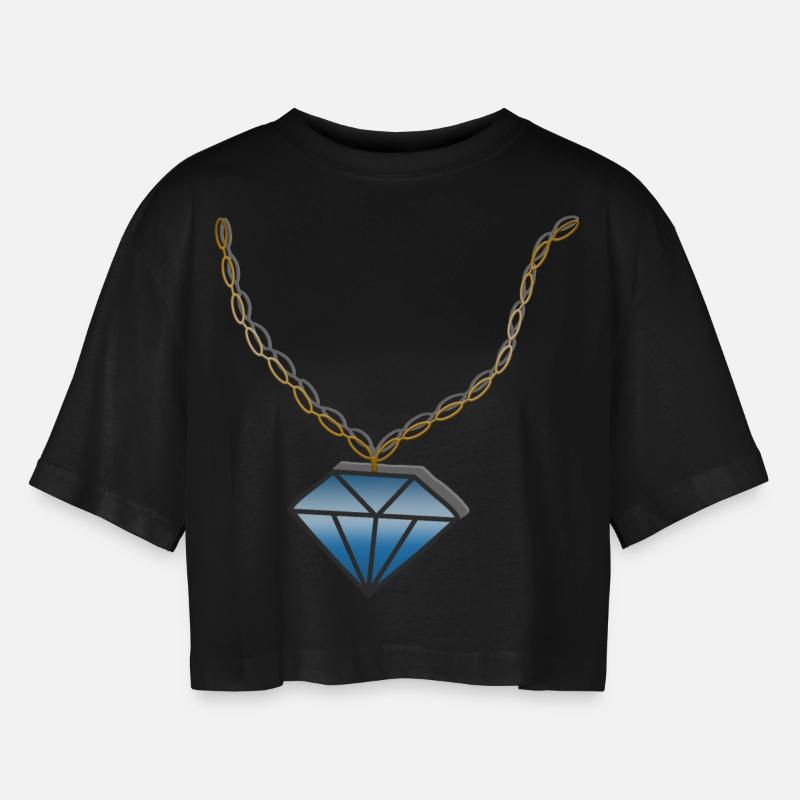 Chain Diamond - Women’s Oversized Cropped T-Shirt - black