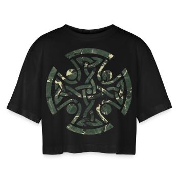 noeud celtique 11 e 226 - T-shirt court oversize Femme - noir - Devant - AI Model Female 172 light (172cm)