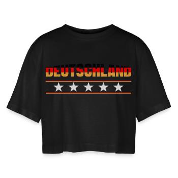 Deutschland Stern - Frauen Oversized Cropped T-Shirt - Schwarz - Vorne - AI Model Female 172 light (172cm)