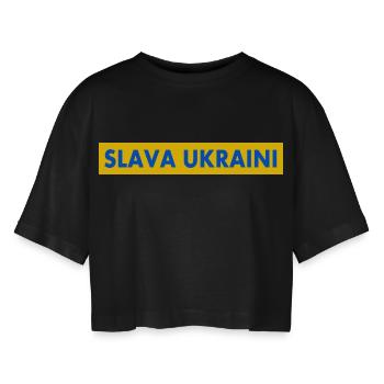 Slava ukraini - T-shirt court oversize Femme - noir - Devant - AI Model Female 172 light (172cm)
