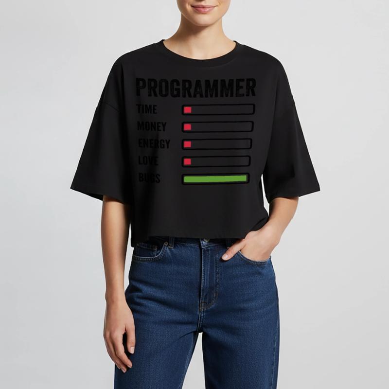 développeur humour programmeur codeur code T-shirt court oversize Femme