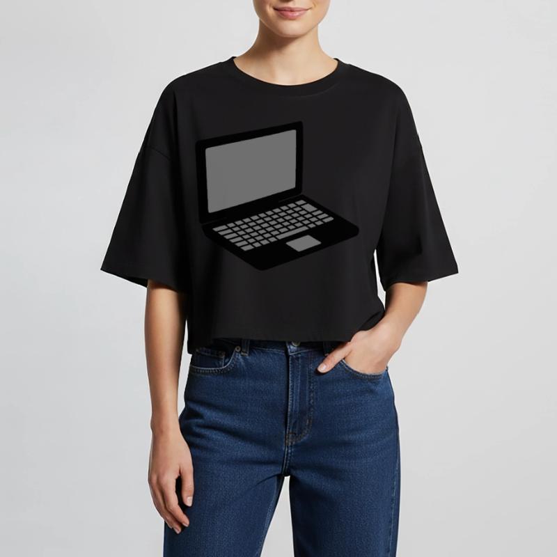 laptop notebook tablet computer pc mobile screen Women’s Oversized Cropped T-Shirt
