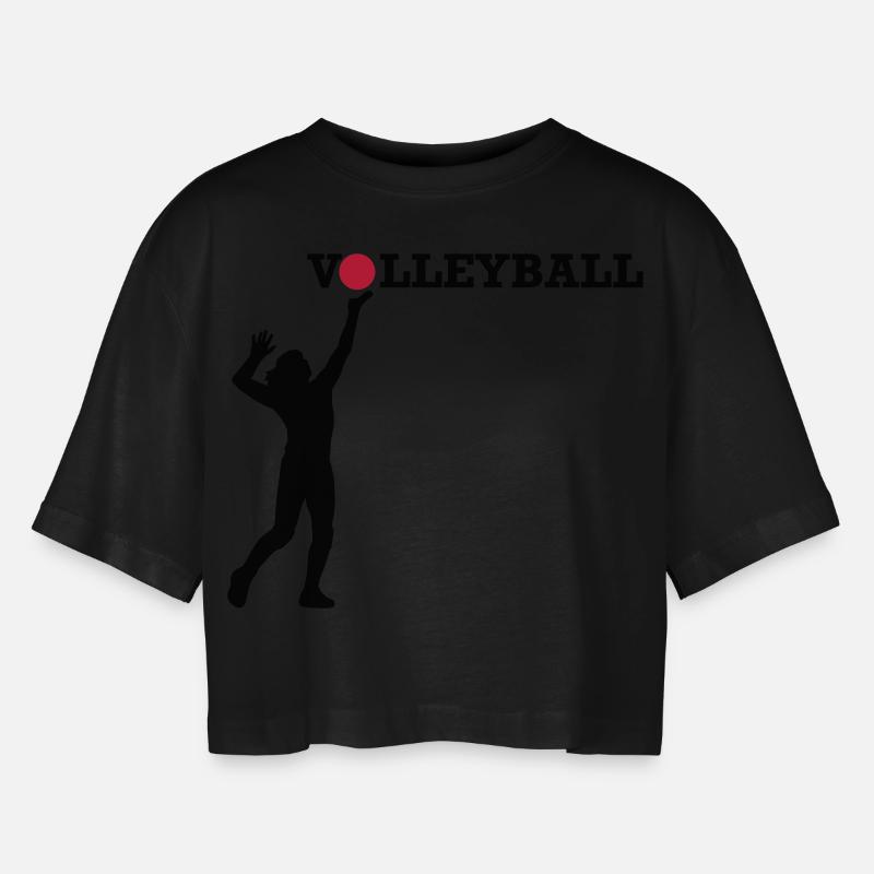Volleyball - Women’s Oversized Cropped T-Shirt - black