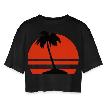 Île Palm - T-shirt court oversize Femme - noir - Devant - AI Model Female 172 light (172cm)