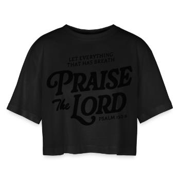 louez le Seigneur - T-shirt court oversize Femme - noir - Devant - AI Model Female 172 light (172cm)