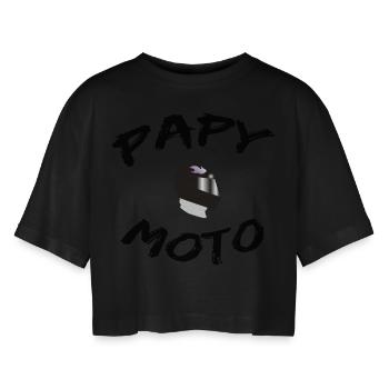 papy motorcycle - Women’s Oversized Cropped T-Shirt - black - Front - AI Model Female 172 light (172cm)