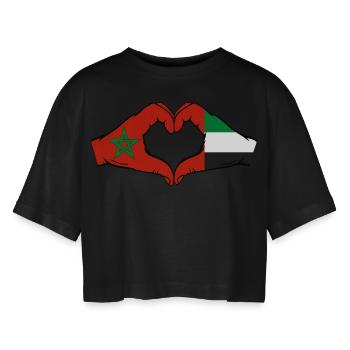 Marokko Vereinigte Arabische Emirate Herz - Frauen Oversized Cropped T-Shirt - Schwarz - Vorne - AI Model Female 172 light (172cm)
