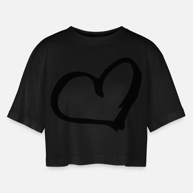 Heart Heart - Women’s Oversized Cropped T-Shirt - black