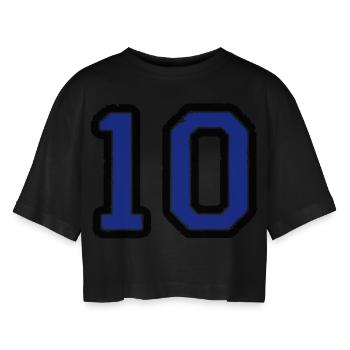 10 - Frauen Oversized Cropped T-Shirt - Schwarz - Vorne - AI Model Female 172 light (172cm)