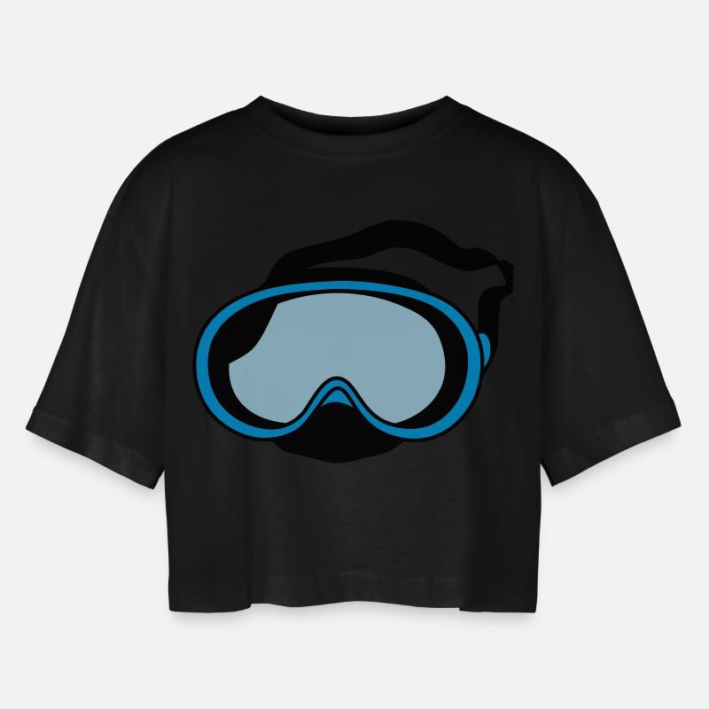diving mask - Women’s Oversized Cropped T-Shirt - black