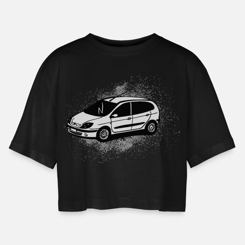 Small white car - Women’s Oversized Cropped T-Shirt - black