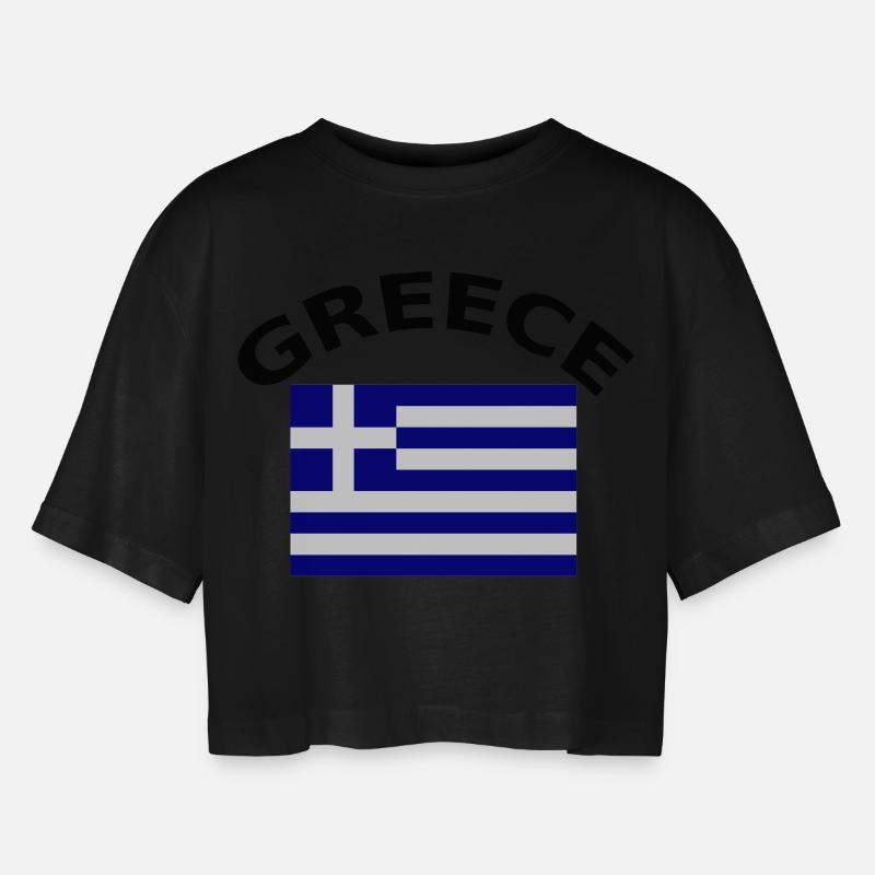Grèce, Grèce, drapeau, drapeau - T-shirt court oversize Femme - noir
