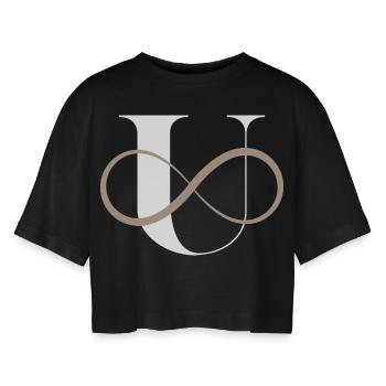 Infinite Letter u - Women’s Oversized Cropped T-Shirt - black - Front - AI Model Female 172 light (172cm)