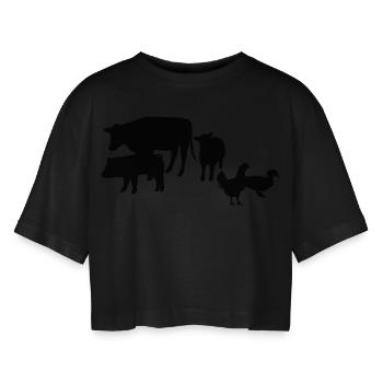 Animal Farm - Women’s Oversized Cropped T-Shirt - black - Front - AI Model Female 172 light (172cm)
