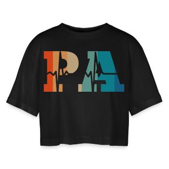 Heartbeat retro physician assistant - Women’s Oversized Cropped T-Shirt - black - Front - AI Model Female 172 light (172cm)