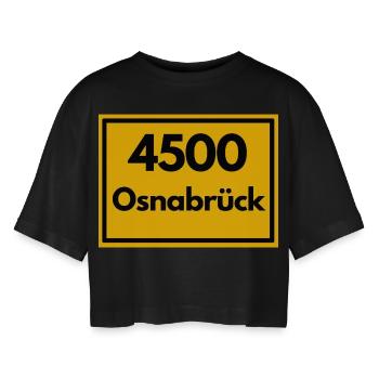 Ortsschild - damals Retro alte PLZ 4500 OSNABRÜCK - Frauen Oversized Cropped T-Shirt - Schwarz - Vorne - AI Model Female 172 light (172cm)