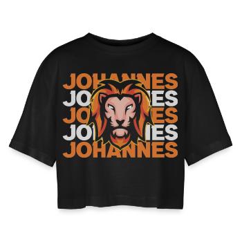 Leo John - Women’s Oversized Cropped T-Shirt - black - Front - AI Model Female 172 light (172cm)