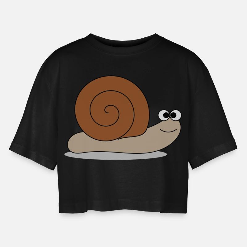 Brown snail - Women’s Oversized Cropped T-Shirt - black